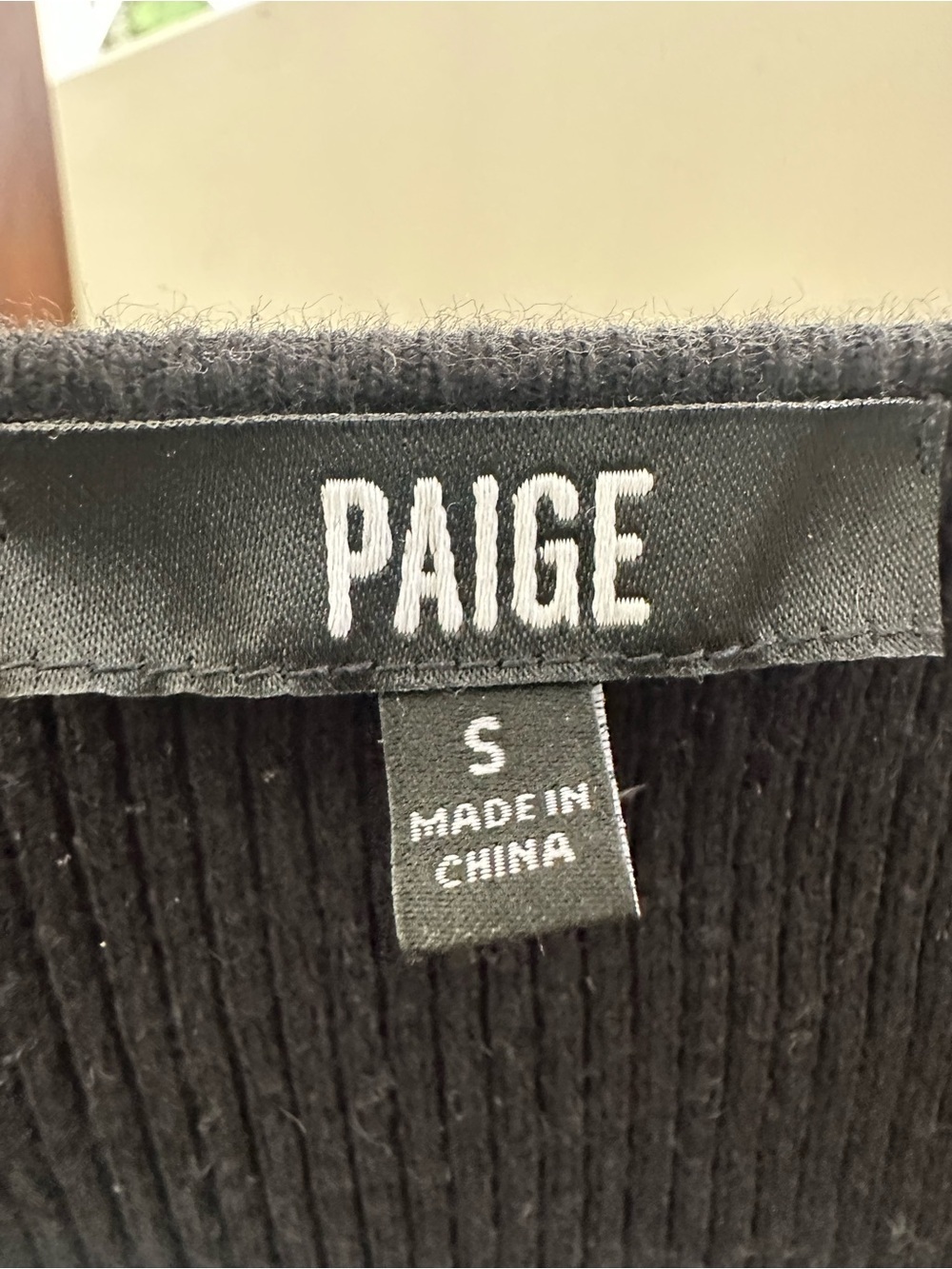 $250 Paige Black Ribbed Long-Sleeve Knit Top - Picture 4 of 5